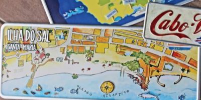 Placa Aluminio Cabo Verde Premium Mapa da Cidade de Santa Maria - Ocean Plates Placas em Aluminio
